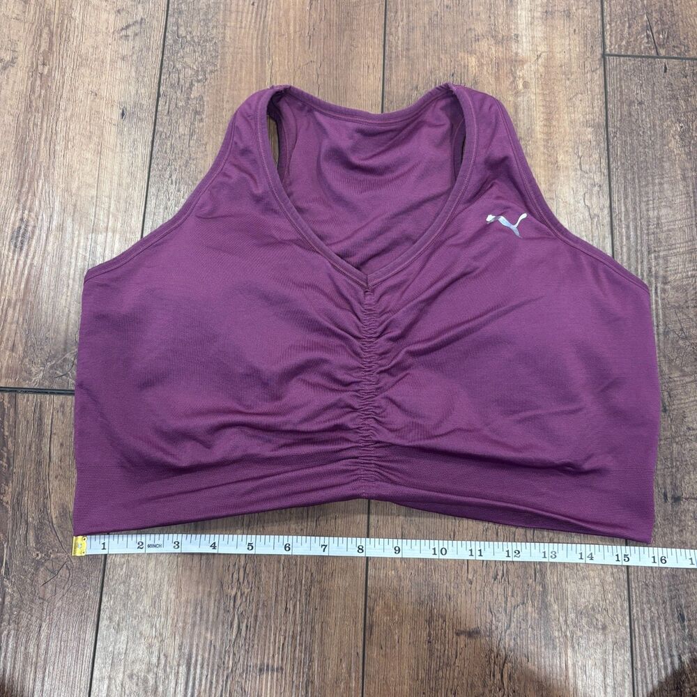Puma Womens Size 1X Ruched Purple Sports Bra Padded Athletic Running Gym Workout - Picture 6 of 7